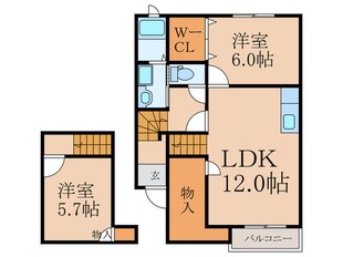 エスポワ－ル高野Ａ棟の物件間取画像